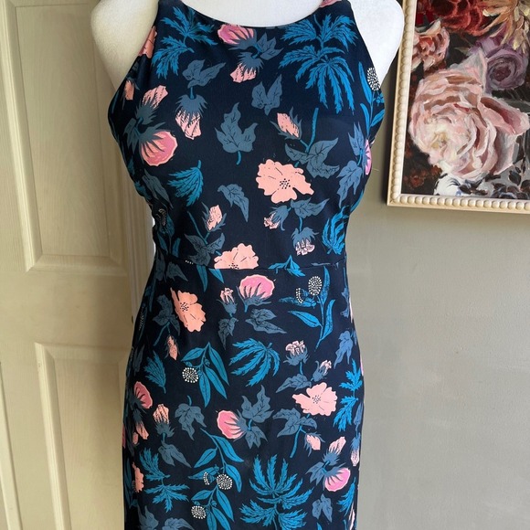 SOLD Patagonia Floral Halter Midi Dress Pink Blue Sleeveless Casual Athlesiure - Picture 6 of 13